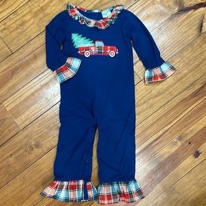 Appliqué Christmas Truck and Tree Outfit